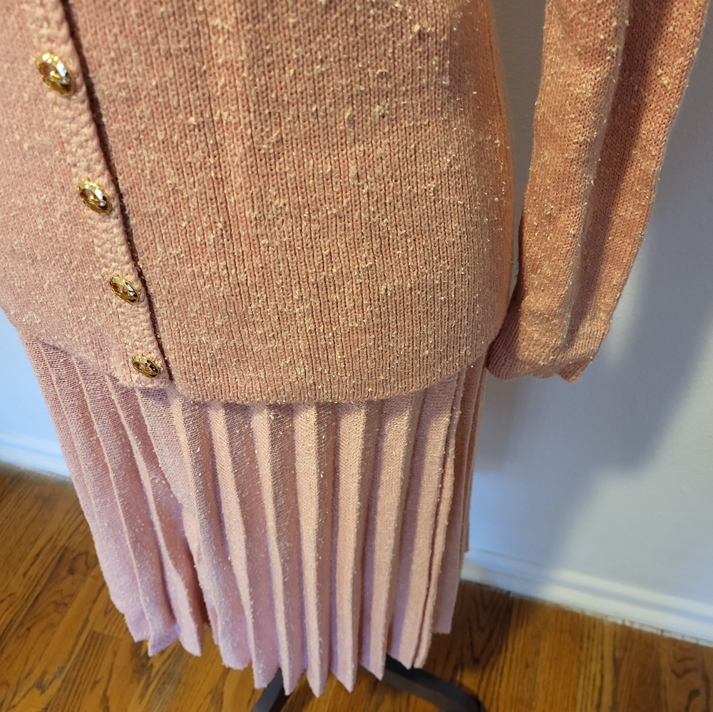 St John Knits for Lillie Rubin Vintage 70s peachy pink knit suit size 6 - Picture 8 of 10